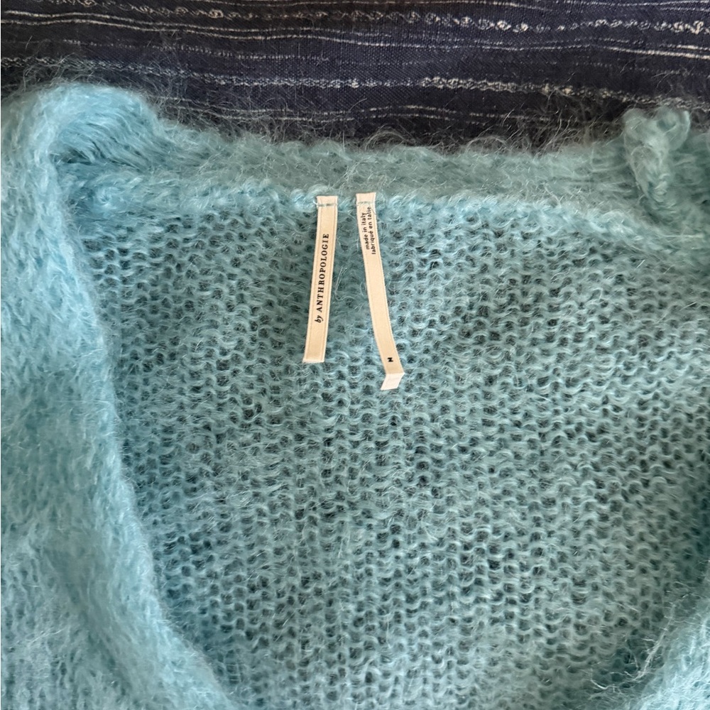 Anthropologie Blue Mohair Cardigan – Soft Fluffy Cozy size L - Picture 4 of 5